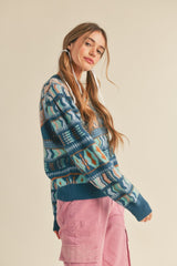 Teal Blue Multi Sweater