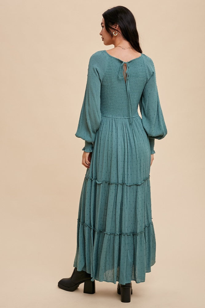 eucalyptus maxi dress Leely Women Eucalyptus Green A-Line Tulle Maxi Bridesmaid Dress Off the Shoulder Long Sleeves Wedding Guest Dress