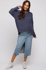 Navy Dropped Shoulder Maternity Sweater