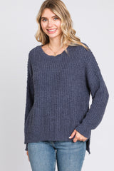 Navy Dropped Shoulder Sweater