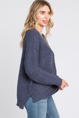 Navy Dropped Shoulder Sweater