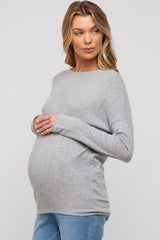 Grey Knit Long Sleeve Maternity Top