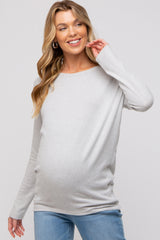 Heather Grey Knit Long Sleeve Maternity Top