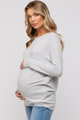 Heather Grey Knit Long Sleeve Maternity Top