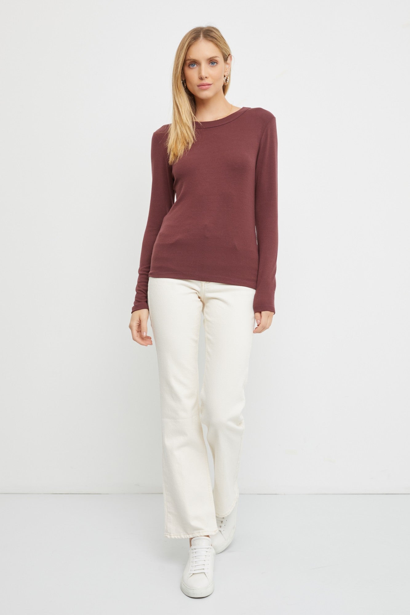 Burgundy Long Sleeve Maternity Top