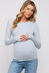 Light Blue Long Sleeve Maternity Top