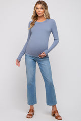 Blue Long Sleeve Maternity Top