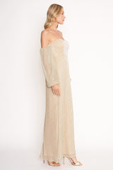 Gold Off Shoulder Maxi Dress