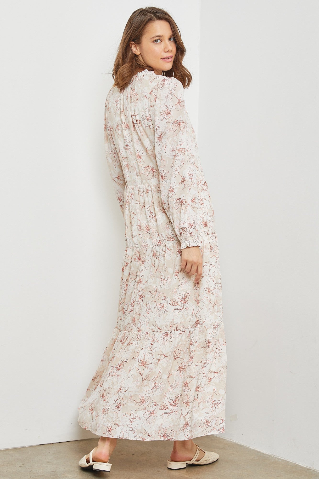 rust floral maxi dress Bohemian Long Floral Cutout Maxi Dress in Rust Floral
