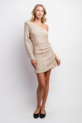 Rose Gold One Shoulder Sequin Mini Dress PinkBlush Rose Gold One Shoulder Sequin Mini Dress PinkBlush