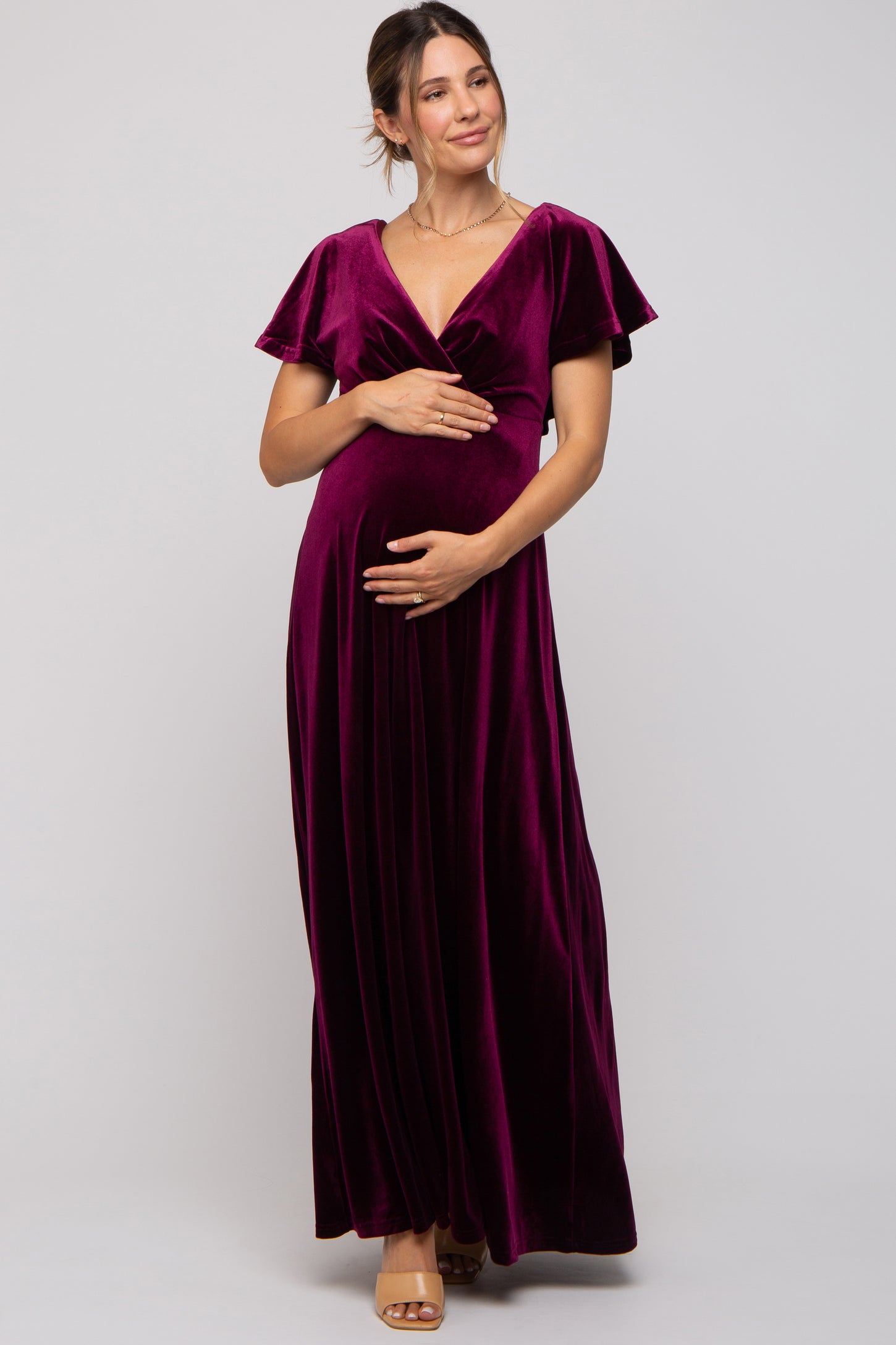 Burgundy Velvet Maternity Maxi Dress – PinkBlush
