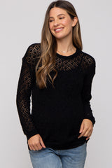 Black Chenille Open Knit Maternity Sweater