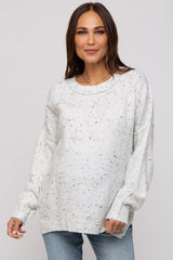 Ivory Speckled Knit Maternity Sweater
