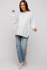 Ivory Speckled Knit Maternity Sweater