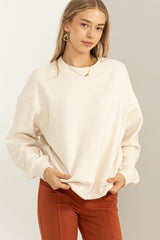 Cream Basic Fleece Sweatshirt
