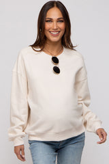Cream Basic Fleece Maternity Sweatshirt