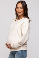 Cream Basic Fleece Maternity Sweatshirt
