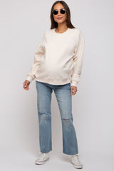 Cream Basic Fleece Maternity Sweatshirt