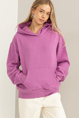 Lavender Front Pocket Hooded Fleece Sweatshirt