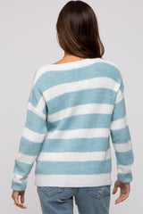 Blue Striped V-Neck Maternity Sweater