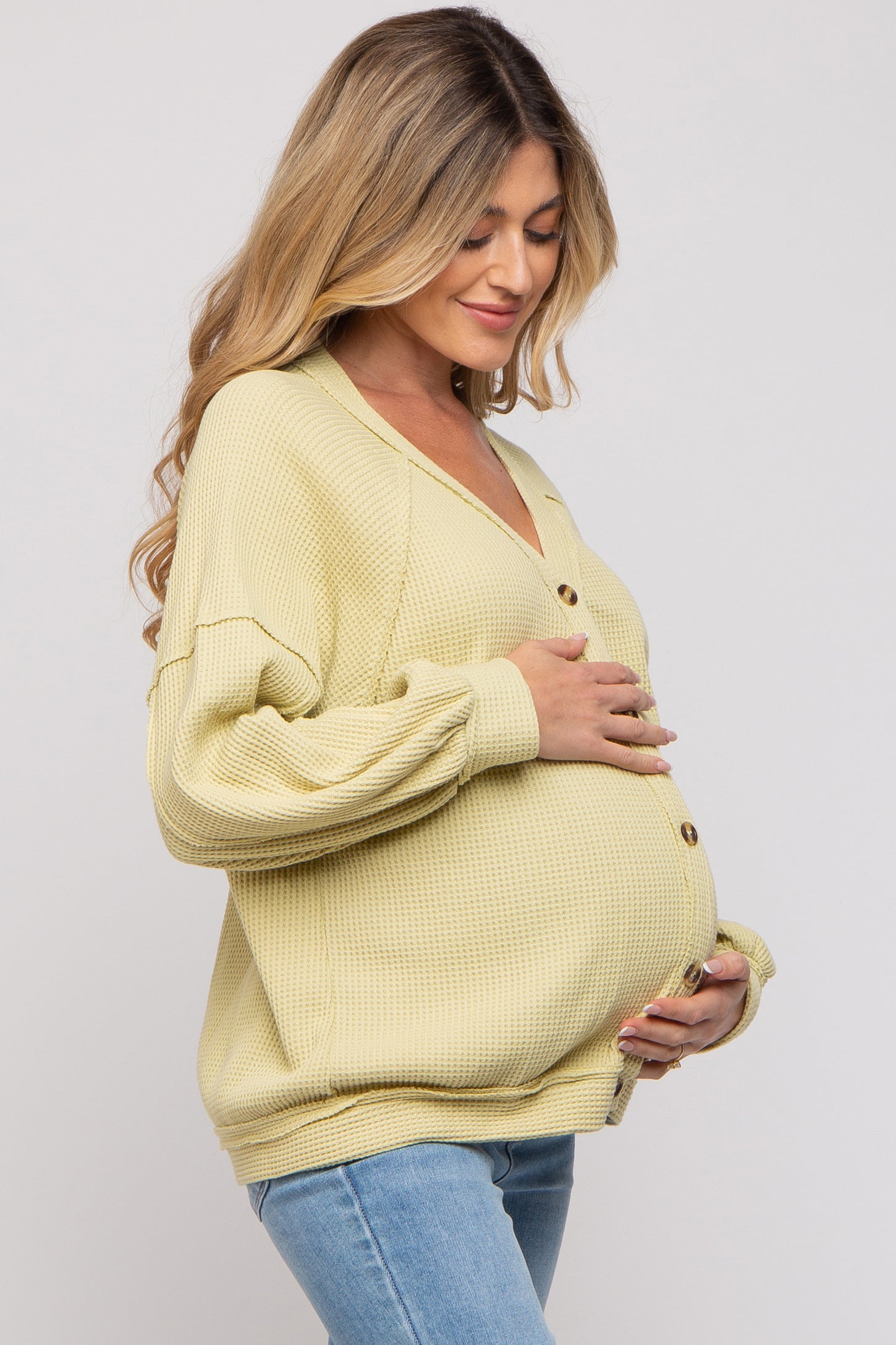 Cotton Waffle Knit Maternity & Nursing Sweater