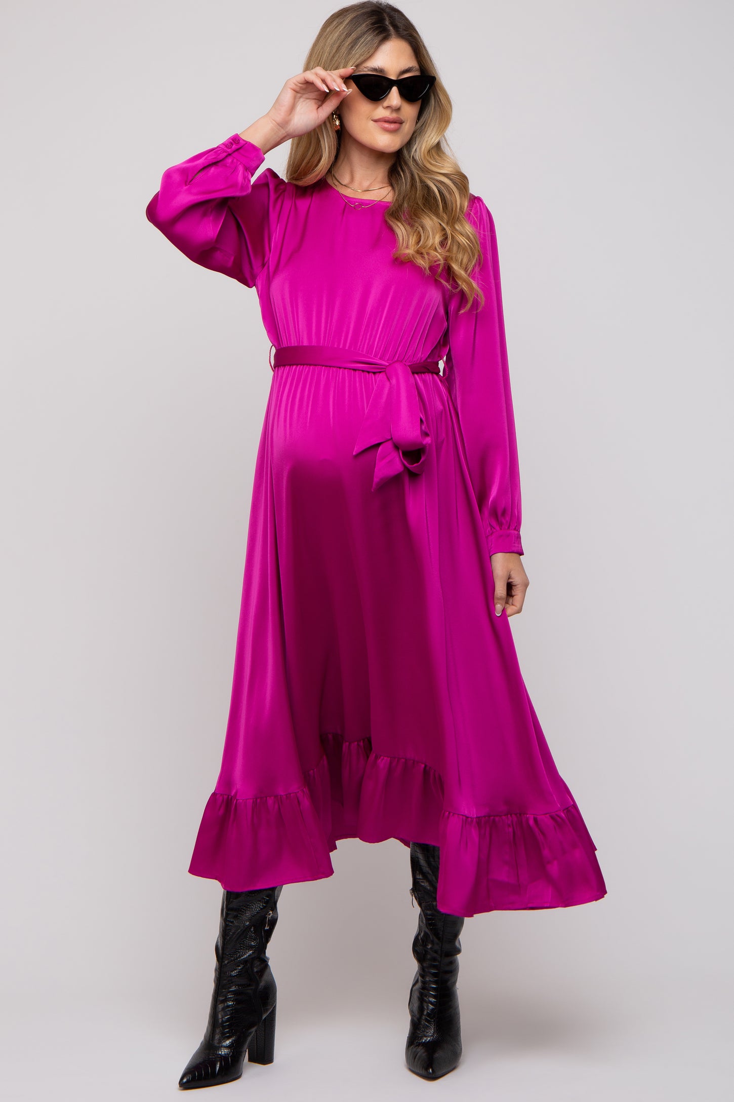 satin belted midi dress Lapointe Dune Sleeveless Satin Belted Midi Dress