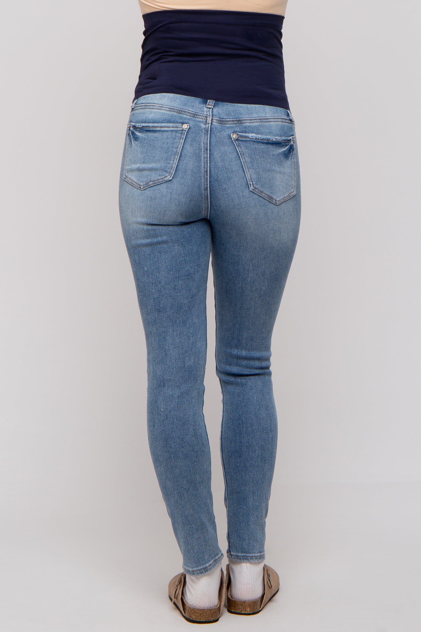 Blue Skinny Crop Maternity Jeans