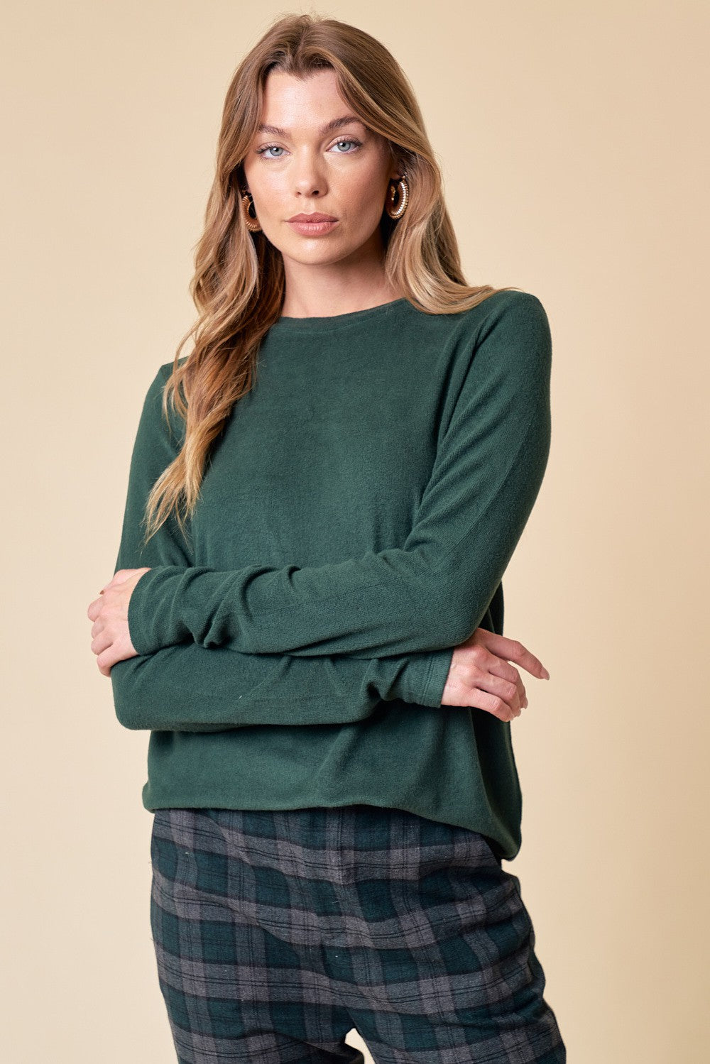 Forest Green Soft Knit Long Sleeve Top