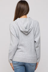 Heather Grey Drawstring Hooded Maternity Sweater