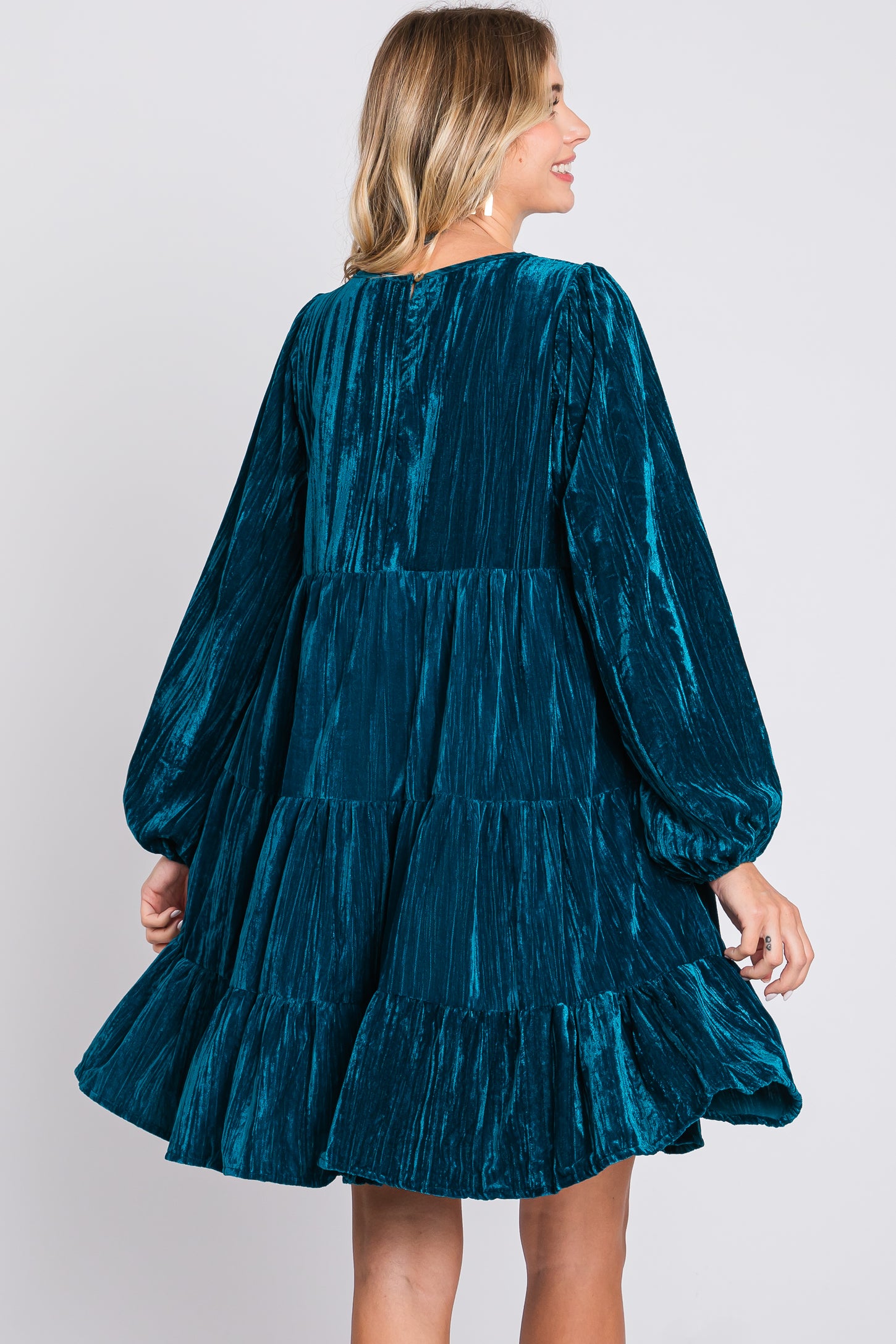 teal velvet dress long sleeve Teal Green Velvet Wrap Dress: Long Sleeve and Floor-length, Christmas or Holiday Parties, Fall, Winter Weddings & Special Occasions Gown