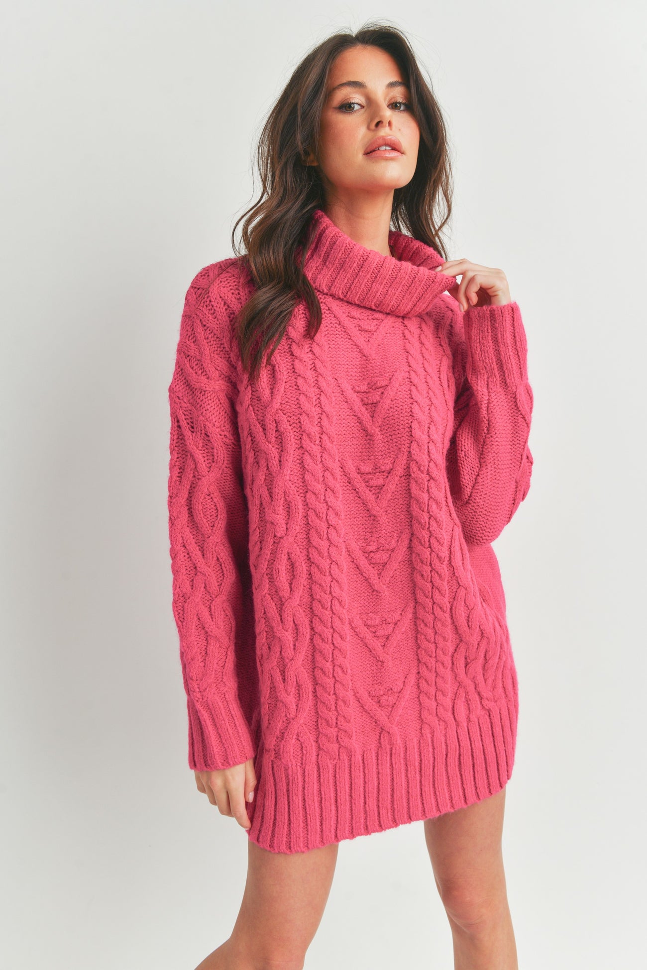pink turtleneck dress Charistee turning look DRESS AFTER PARTY PADS Pink