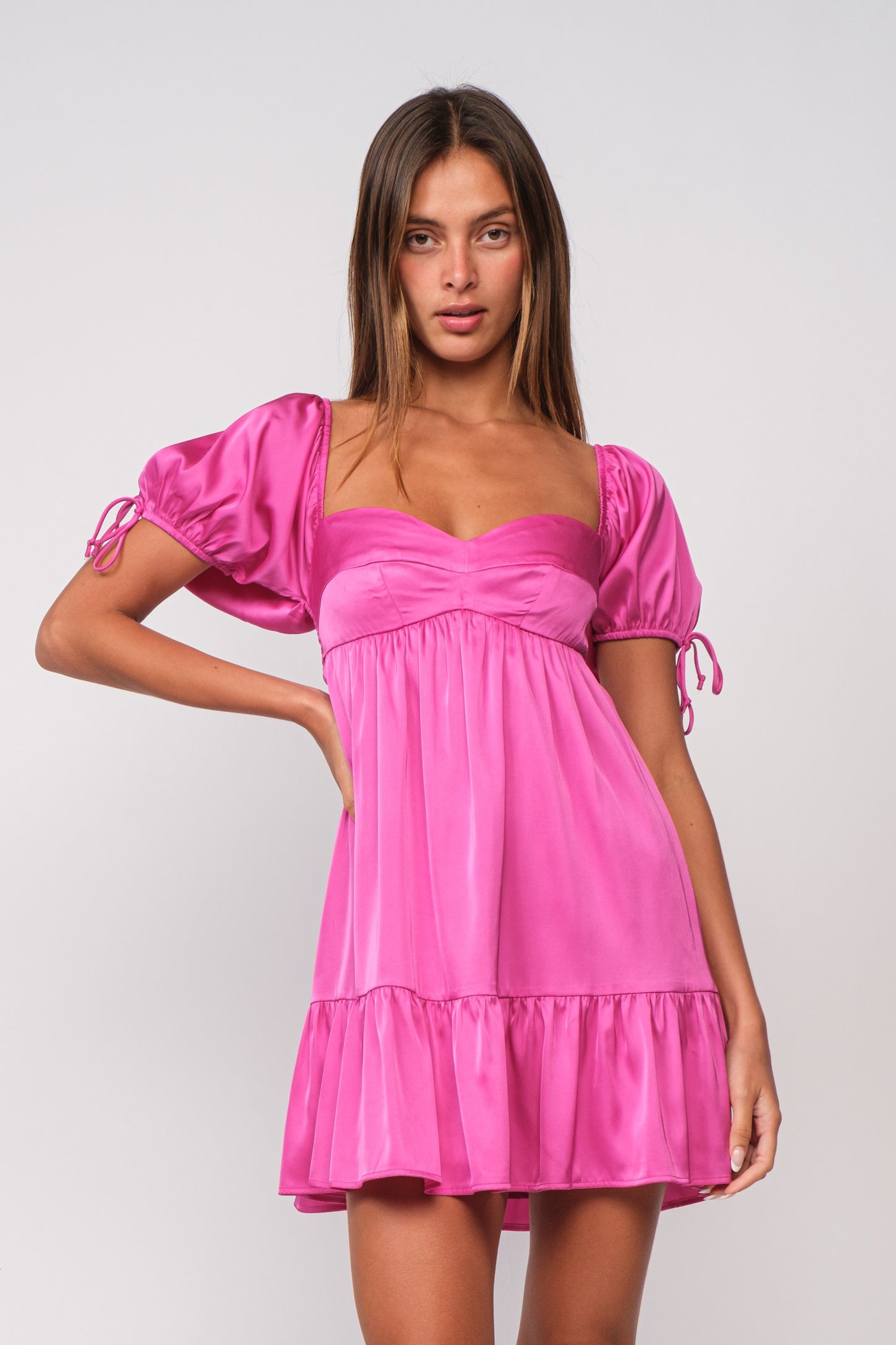 Rose Satin Babydoll Dress– PinkBlush