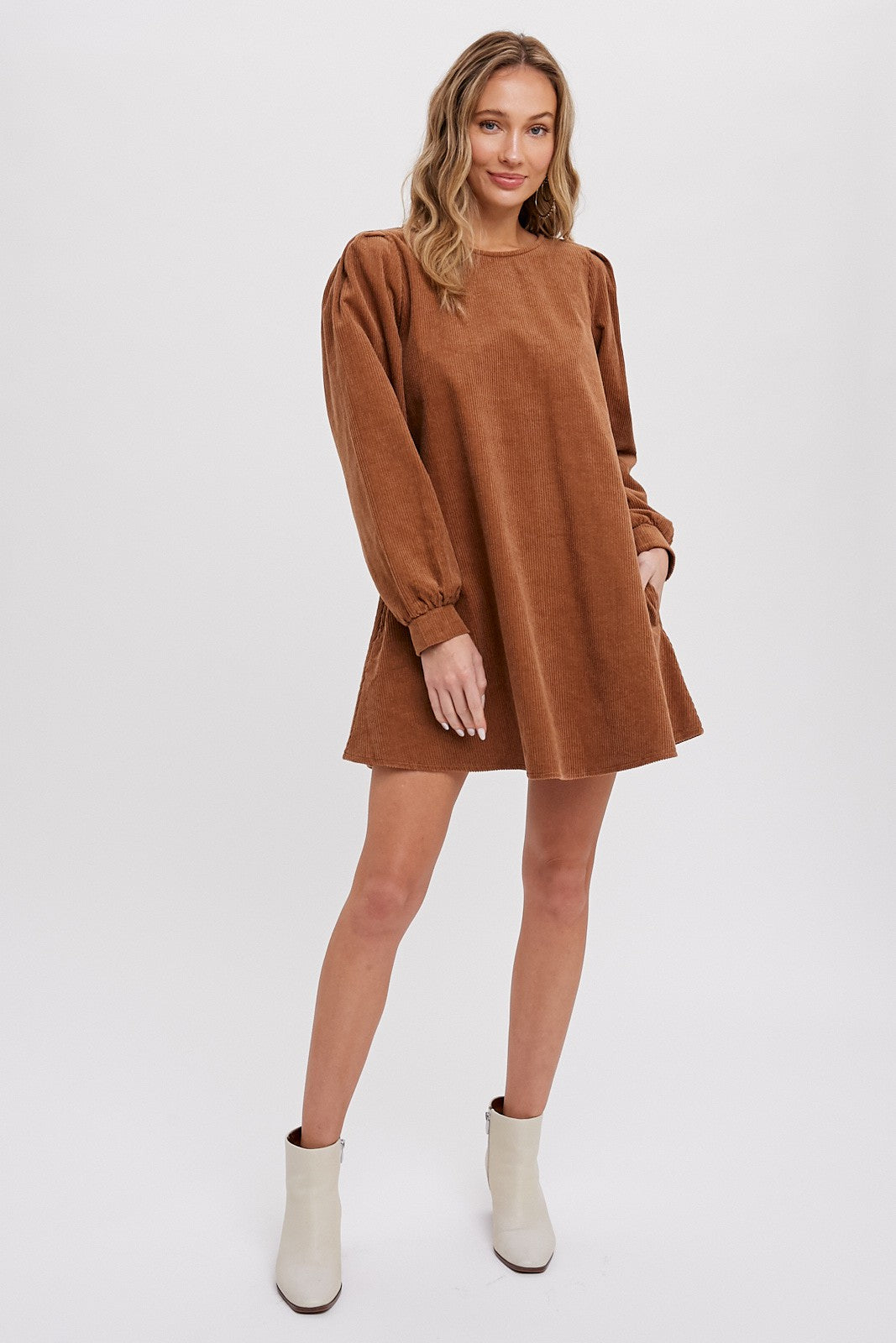 Camel Corduroy Mini Dress PinkBlush Camel Corduroy Mini Dress PinkBlush