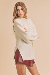 White Fuzzy Knit Sweater