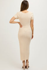 Cream Cable Knit Maternity Sweater Dress