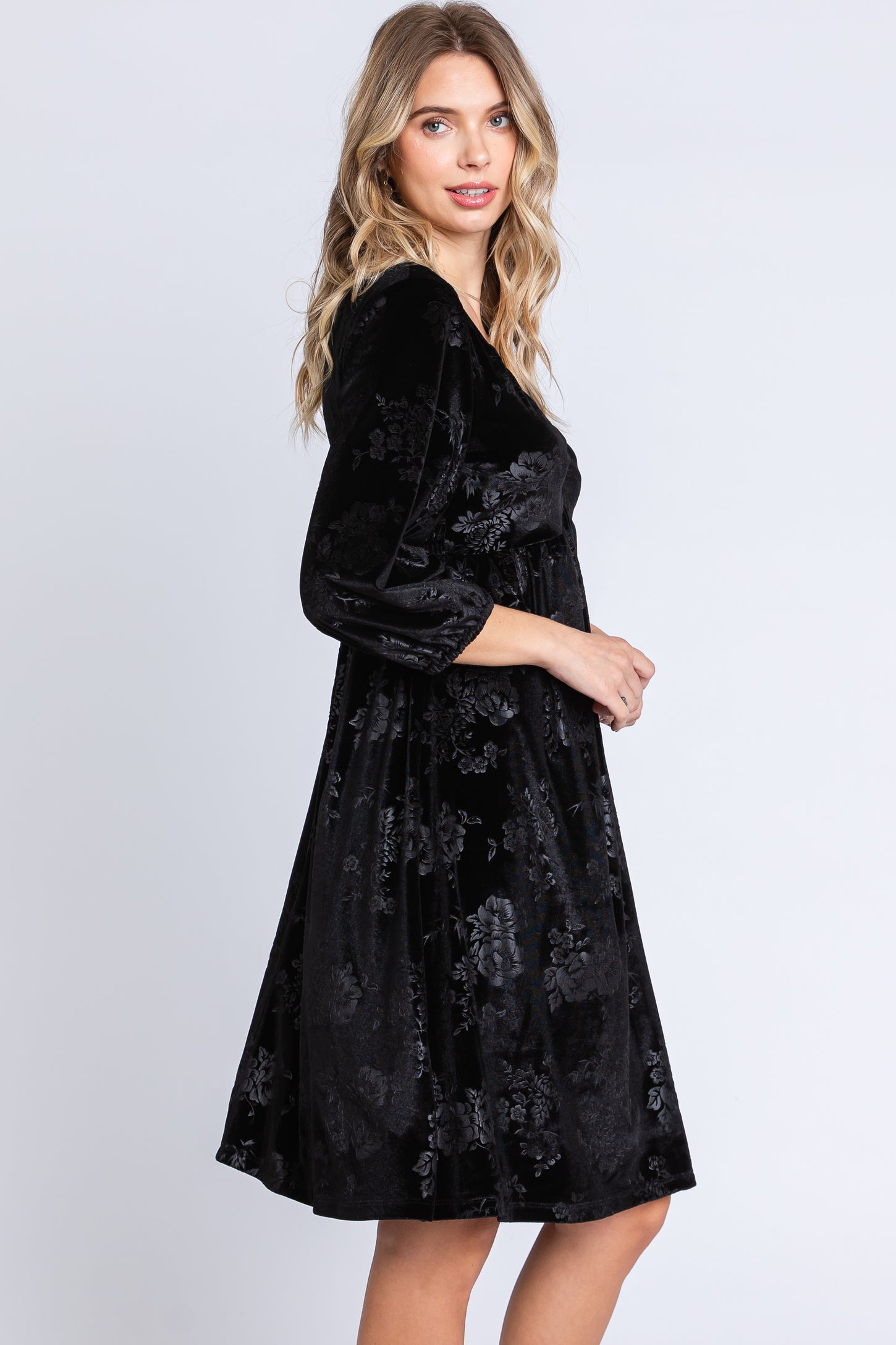 black velvet floral dress Yumi Women's Fitted I Love You Amore Black Floral Velvet Tiered Maxi Dress ASOS EDITION velvet embroidered floral