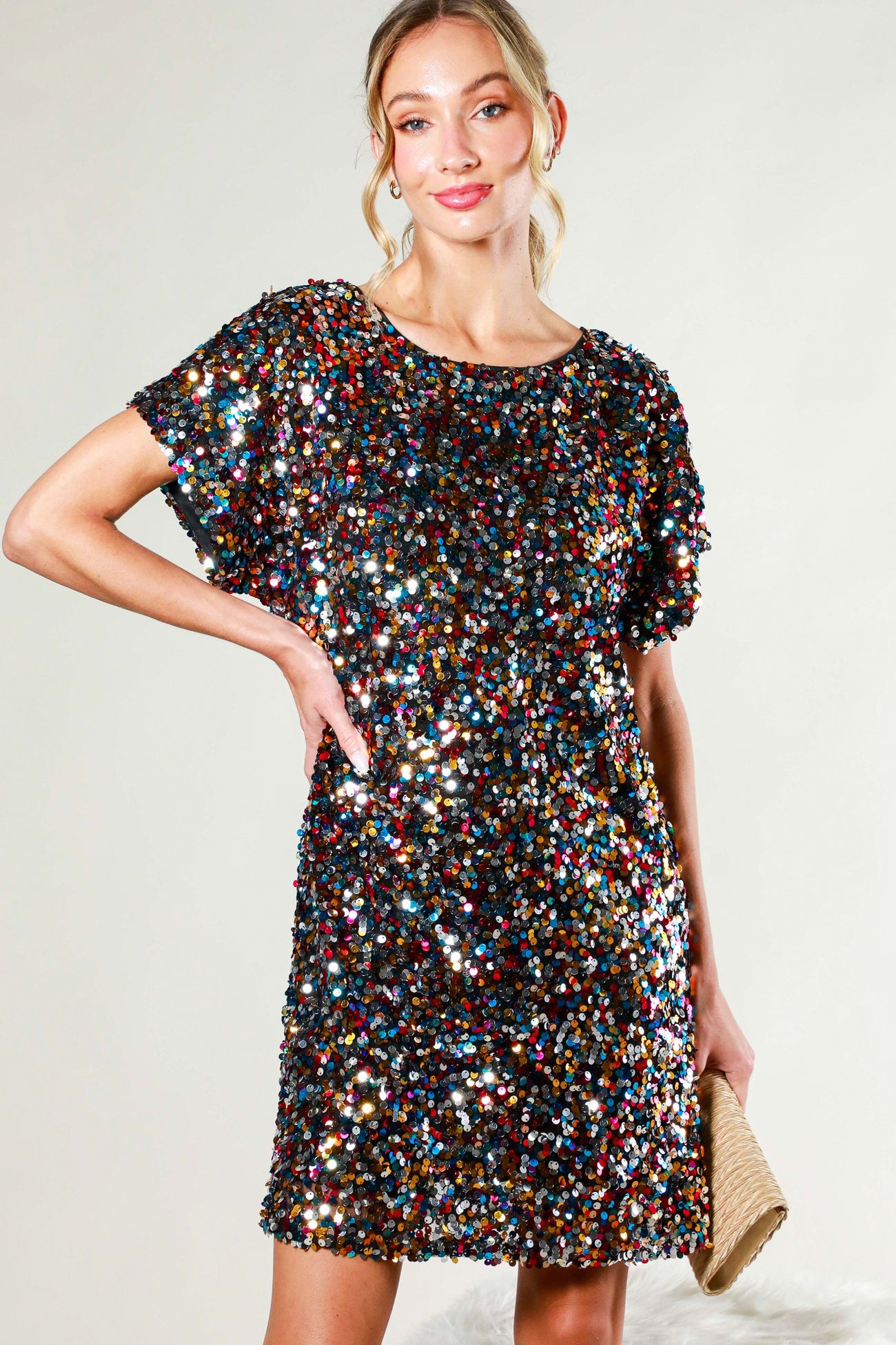 Black Multi Color Sequin Dress – PinkBlush