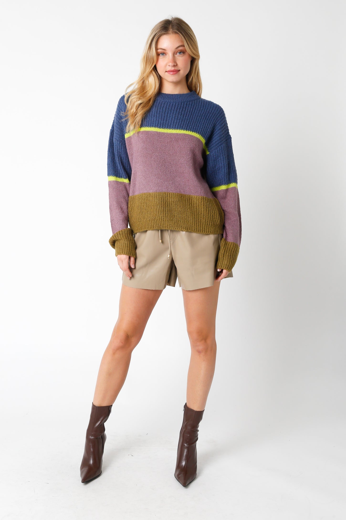 Blue Purple Colorblock Sweater