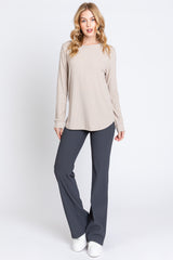 Taupe Ribbed Long Sleeve Top