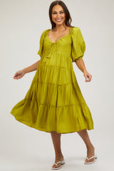 Lime Tiered Maternity Midi Dress