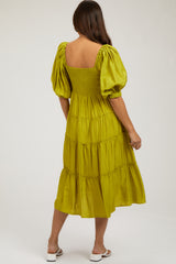 Lime Tiered Maternity Midi Dress