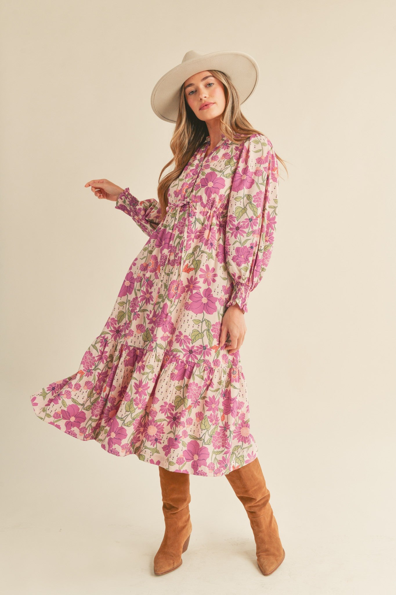 lilac midi dress with sleeves Petal and Pup Women's Shyla Midi Dress