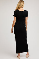 Black Cable Knit Maternity Sweater Dress