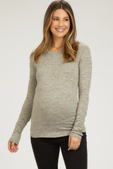 Gray Active Long Sleeve Maternity Top