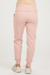 Light Pink Slim Fit Maternity Joggers