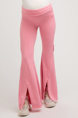 Pink Terry Flare Maternity Lounge Pants