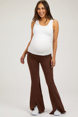 Brown Terry Flare Maternity Lounge Pants