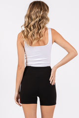 Black Fitted Smocked Active Shorts