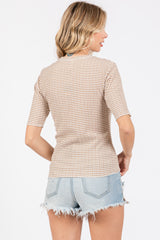 Taupe Striped Short Sleeve Top