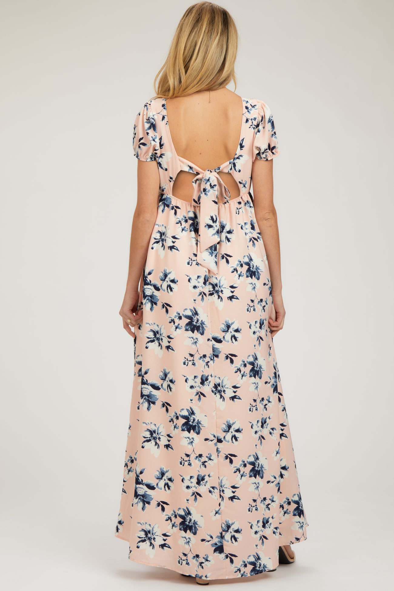 Light Pink Floral V-Neck Puff Sleeve Maternity Maxi Dress PinkBlush Light Pink Floral V-Neck Puff Sleeve Maternity Maxi Dress PinkBlush